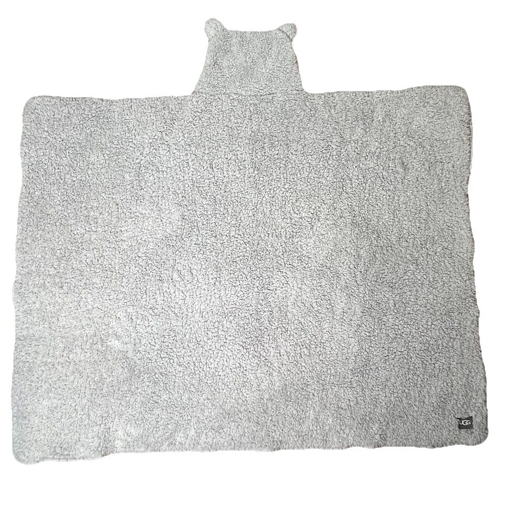 Ugg Hooded Sherpa Kids Throw Blanket Gray 40"Wx50"L  Soft Preowned - Picture 4 of 6